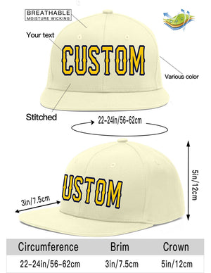 Custom Cream Gold-Navy Flat Eaves Sport Baseball Cap