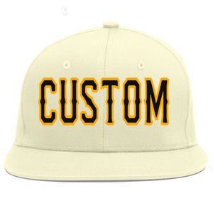 Casquette de baseball sport plate Eaves crème personnalisée noir-jaune