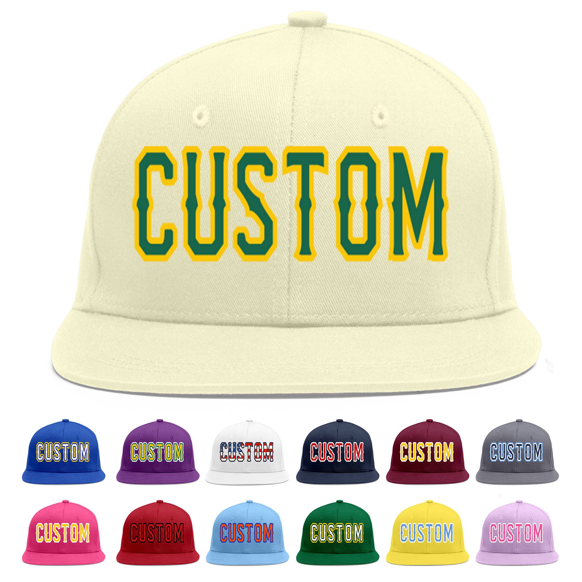 Casquette de baseball personnalisée Kelly Green-Gold Flat Eaves Sport