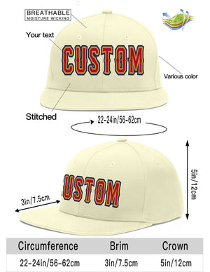 Custom Cream Red-Old Gold Flat Eaves Sport Baseball Cap