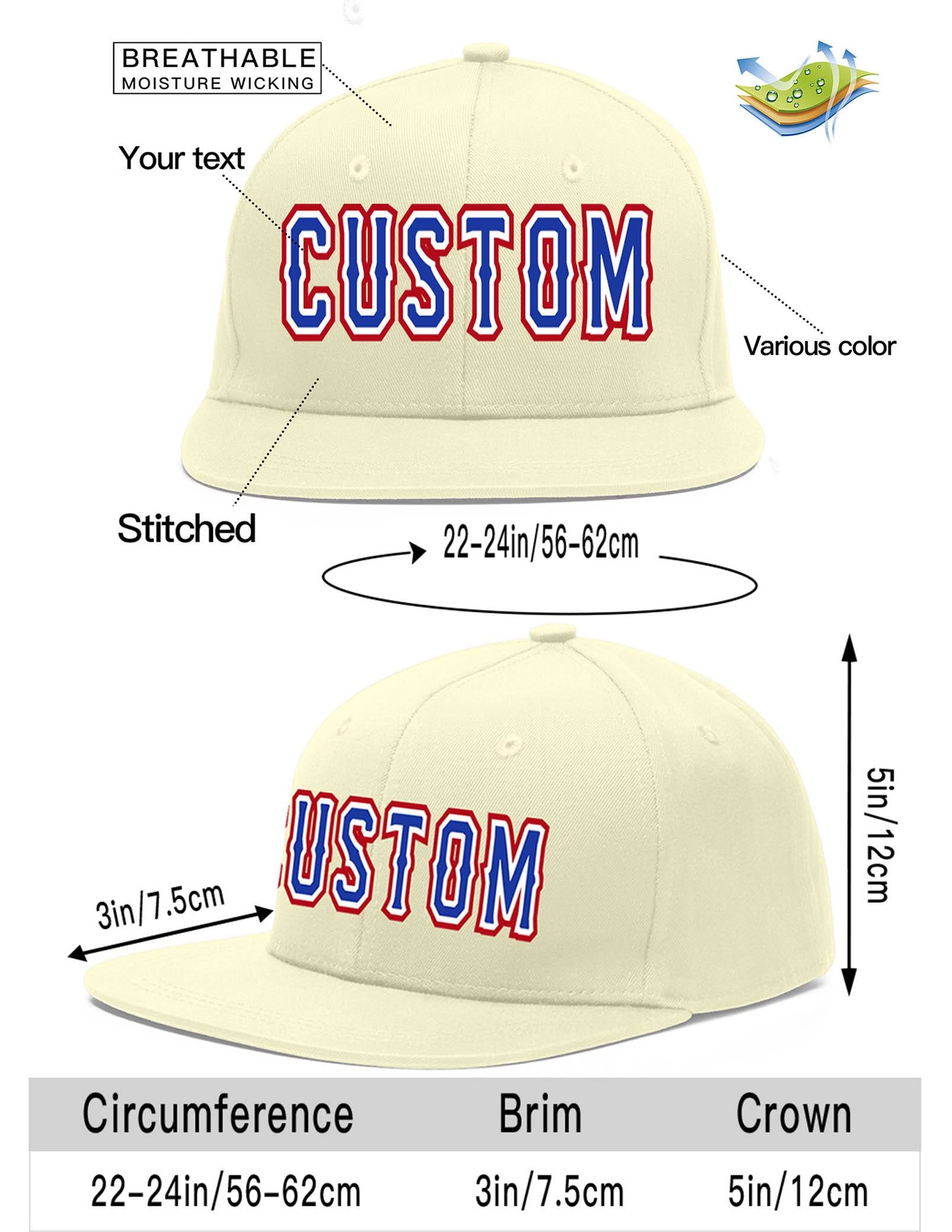 Custom Cream Royal-White Flat Eaves Sport Baseball Cap