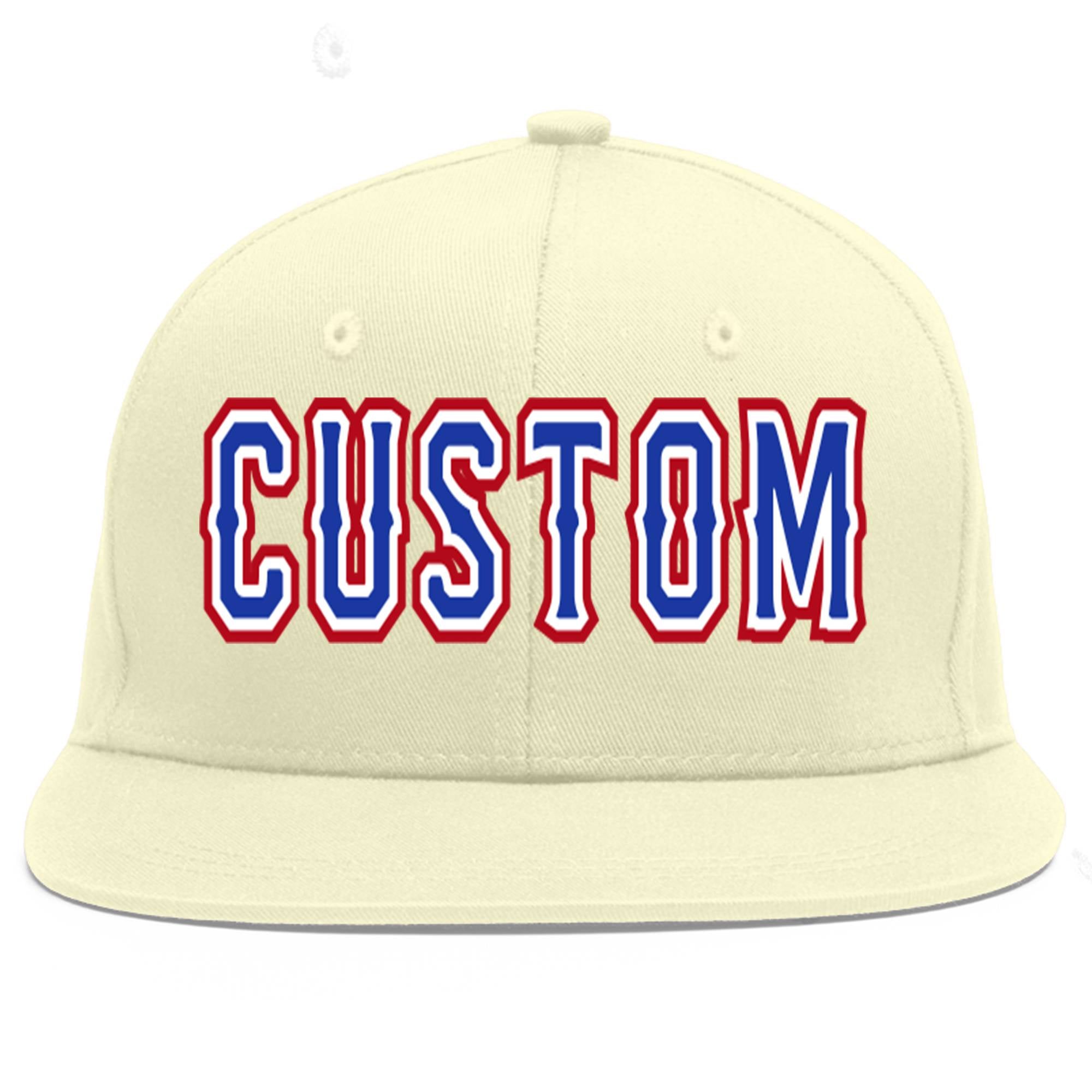 Casquette de baseball sport personnalisée crème Royal-White Flat Eaves