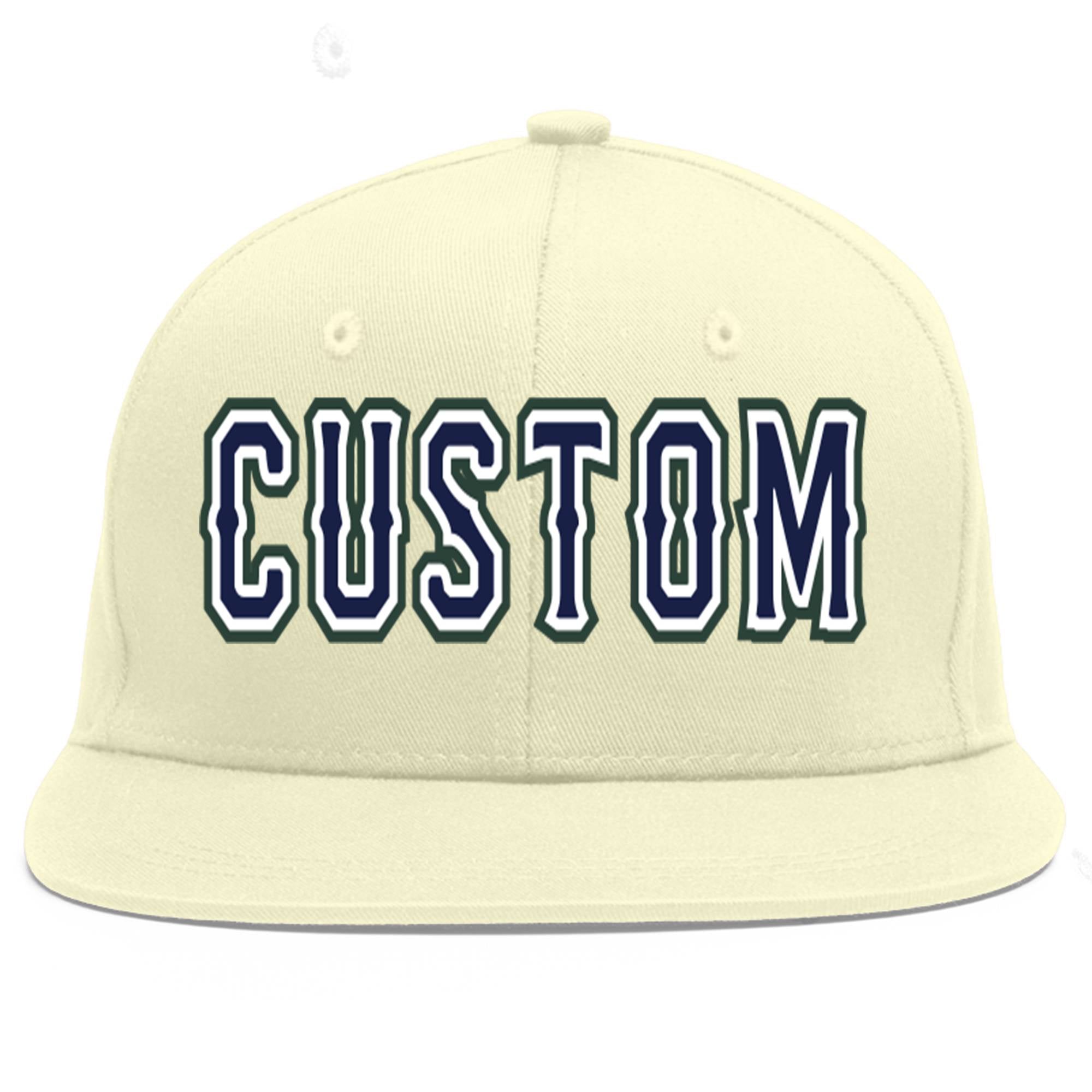 Casquette de baseball sport à Eaves plates bleu marine-blanc crème personnalisée