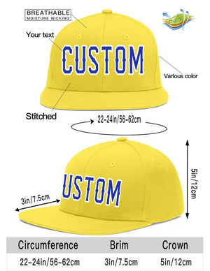 Custom Light Gold Royal-White Flat Eaves Sport Baseball Cap