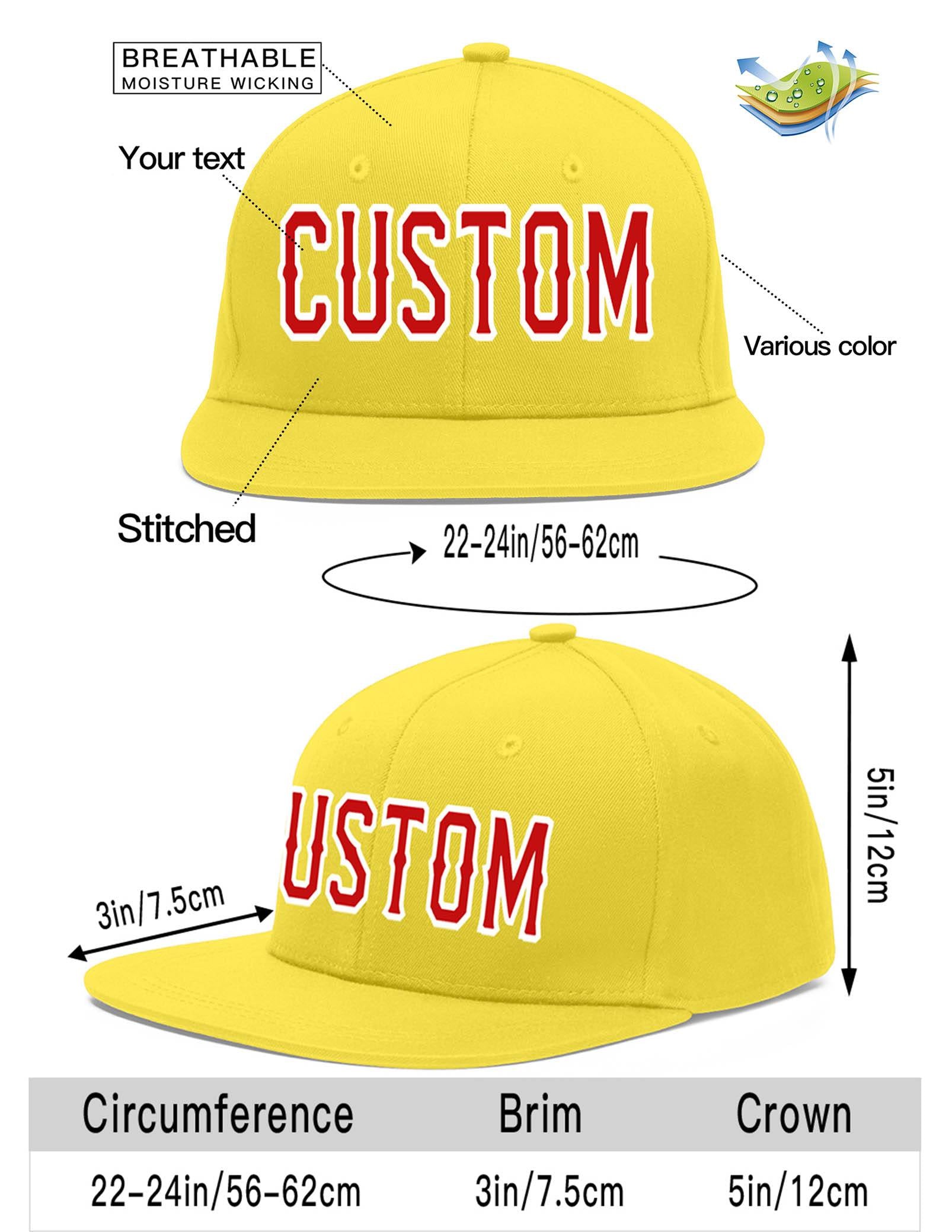 Custom Light Gold Red-White Flat Eaves Sport Baseball Cap