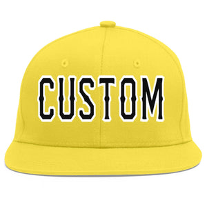 Custom Light Gold Black-White Flat Eaves Sport Baseball Cap