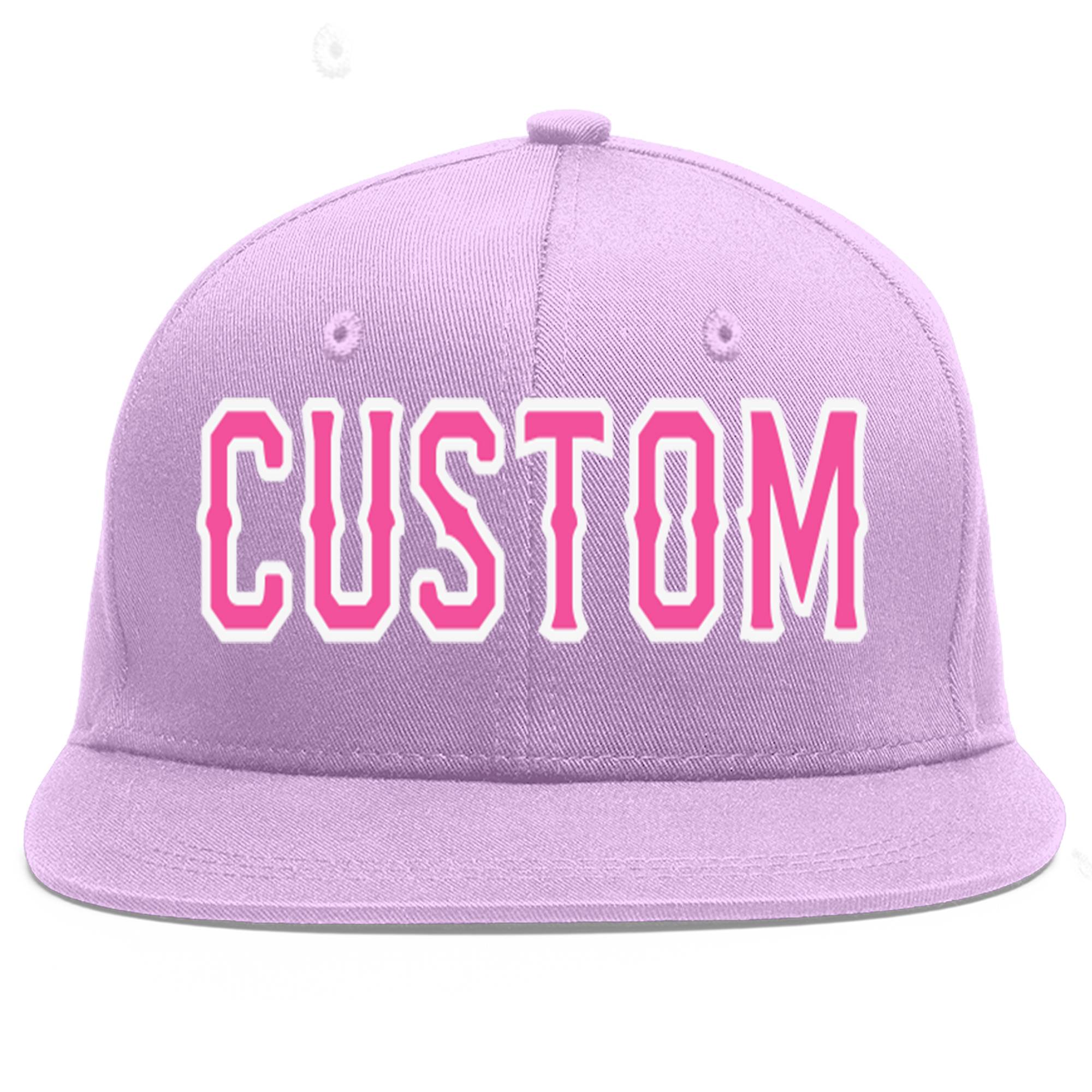 Casquette de baseball de sport personnalisée, violet clair, rose et blanc, avec avant-toit plat