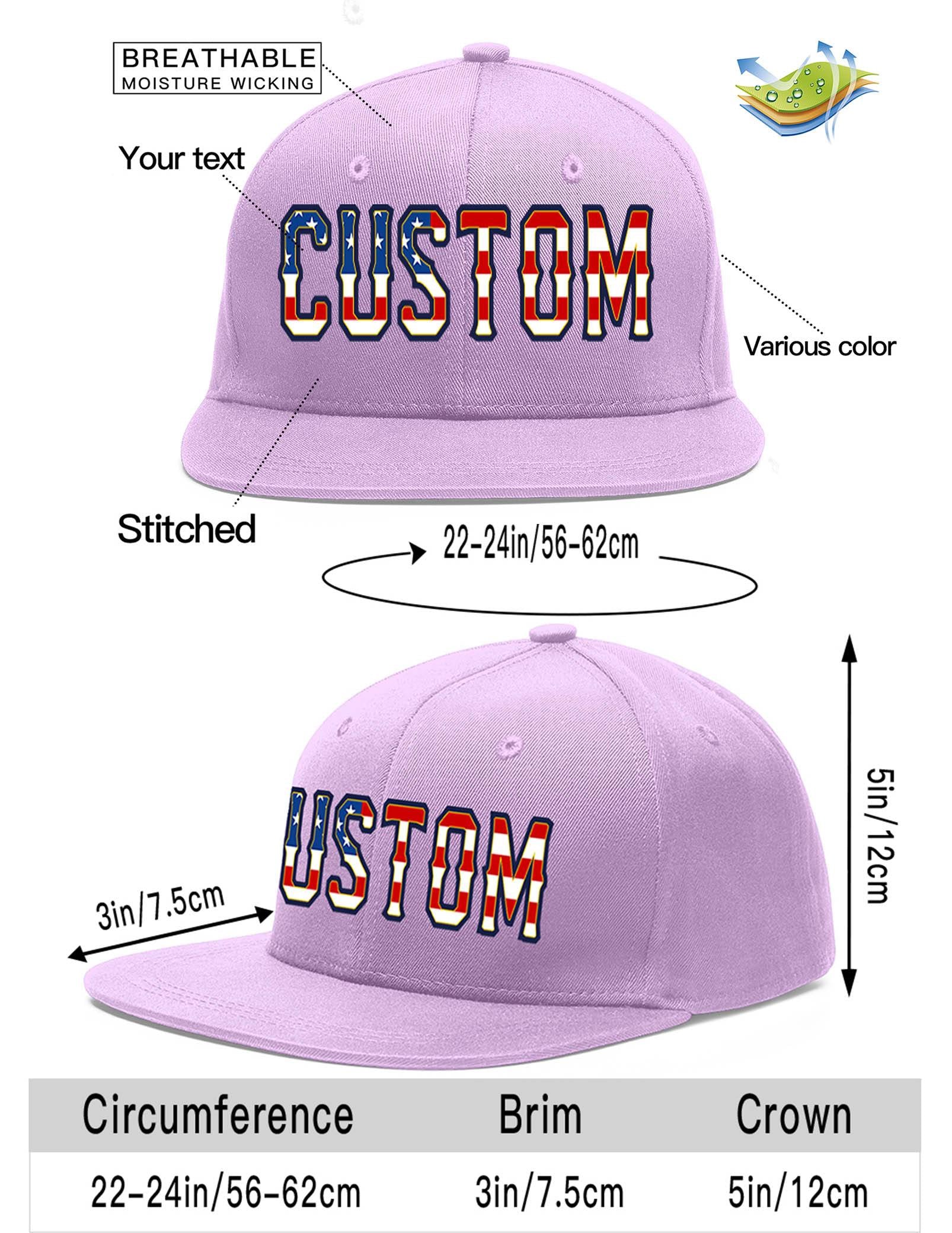 Custom Light Purple Vintage USA Flag-Gold Flat Eaves Sport Baseball Cap