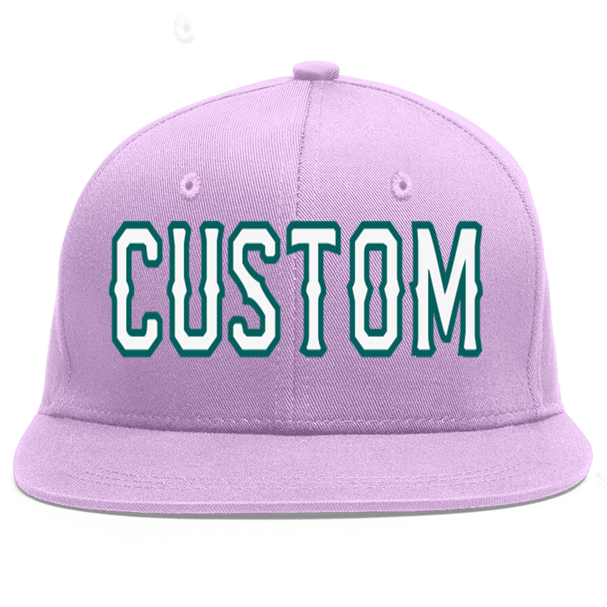 Casquette de baseball personnalisée violet clair blanc-aqua plat Eaves Sport