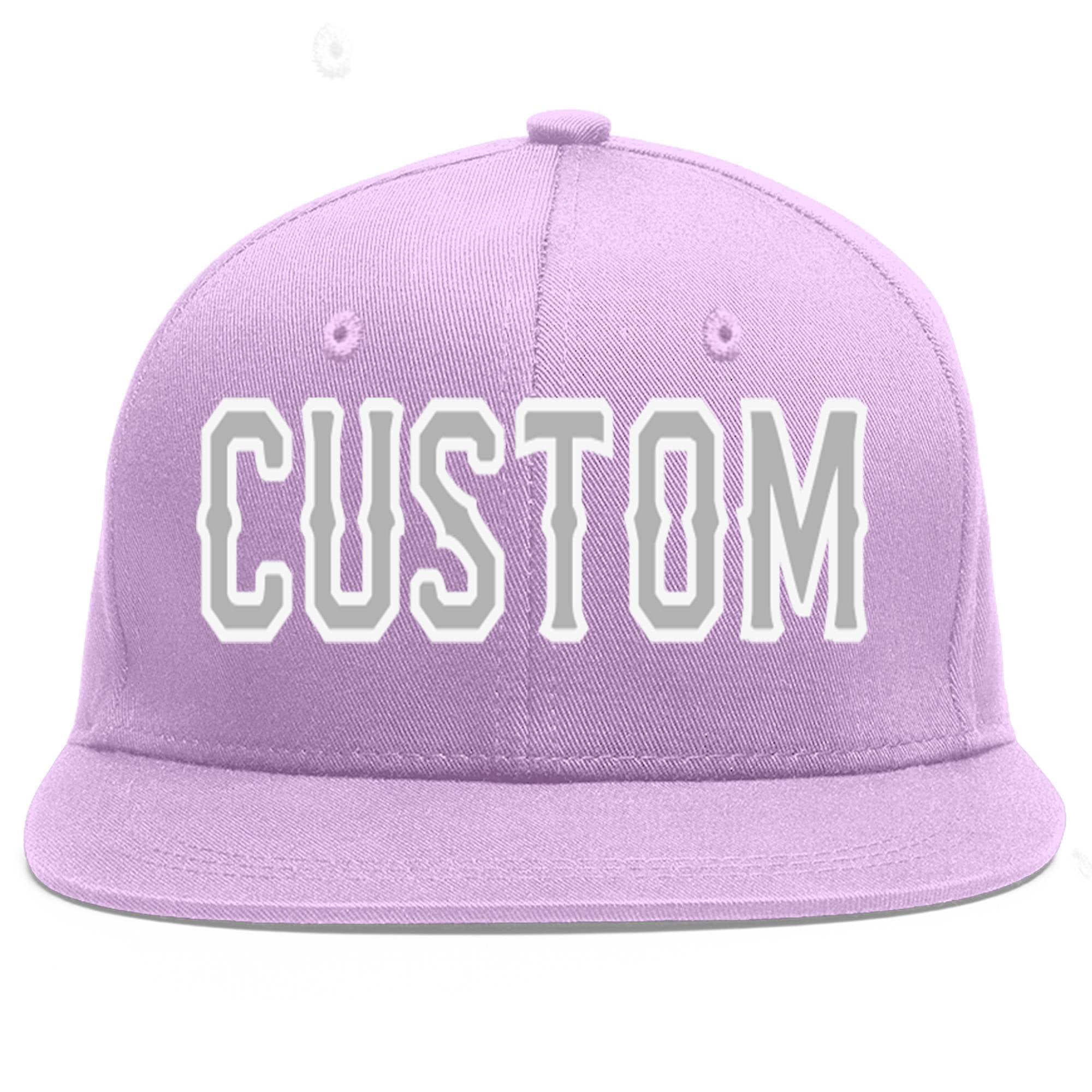 Custom Light Purple Gray-White Flat Eaves Sport Baseball Cap