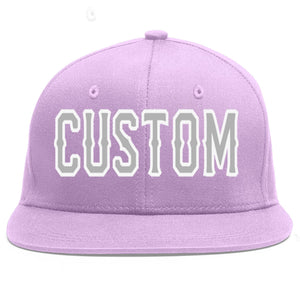 Casquette de baseball de sport personnalisée, violet clair, gris-blanc, à avant-toit plat