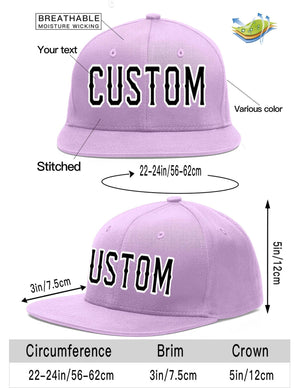 Custom Light Purple Black-White Flat Eaves Sport Baseball Cap