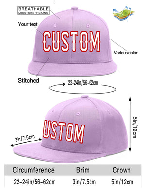 Custom Light Purple White-Red Flat Eaves Sport Baseball Cap