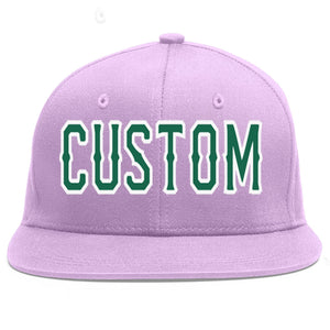 Custom Light Purple Kelly Green-White Flat Eaves Sport Baseball Cap