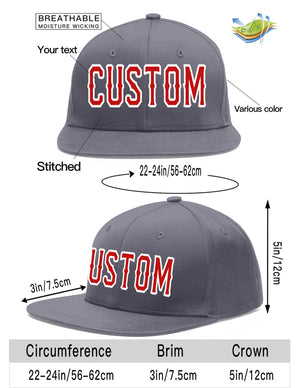 Custom Dark Gray Red-White Flat Eaves Sport Baseball Cap