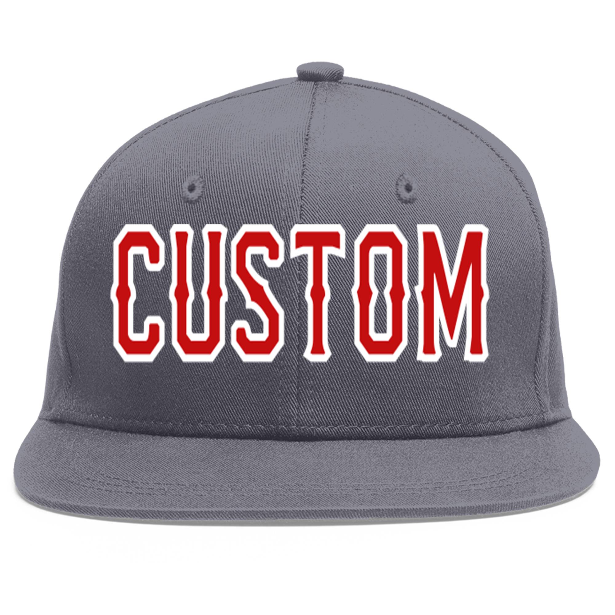 Casquette de baseball sport personnalisée gris foncé rouge-blanc