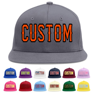 Casquette de baseball sport personnalisée gris foncé orange-noir Flat Eaves