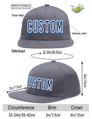 Custom Dark Gray Navy-White Flat Eaves Sport Baseball Cap