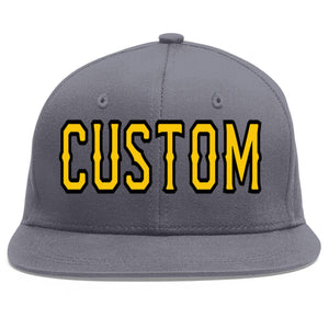 Casquette de baseball sport personnalisée gris foncé or-noir Flat Eaves