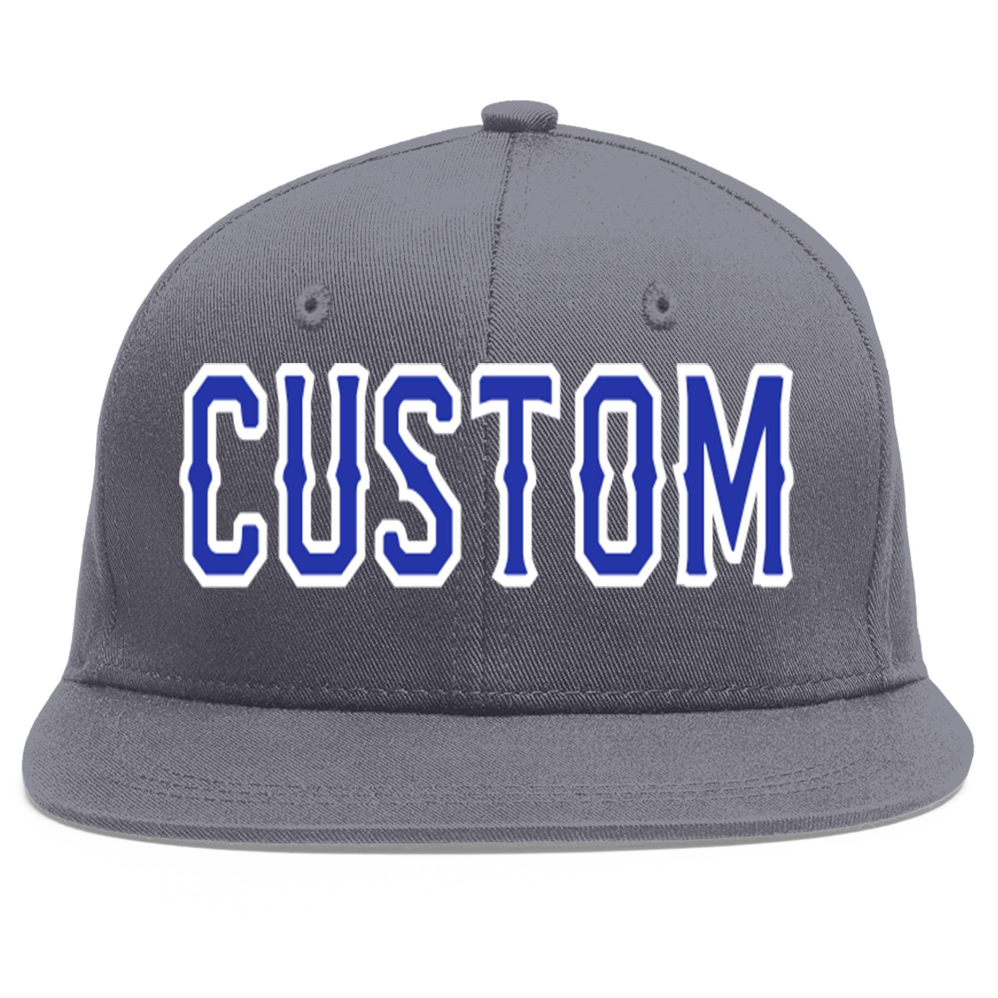 Casquette de baseball sport personnalisée gris foncé Royal-White Flat Eaves