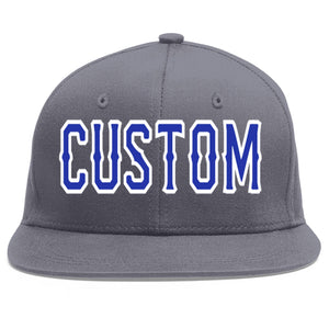 Casquette de baseball sport personnalisée gris foncé Royal-White Flat Eaves