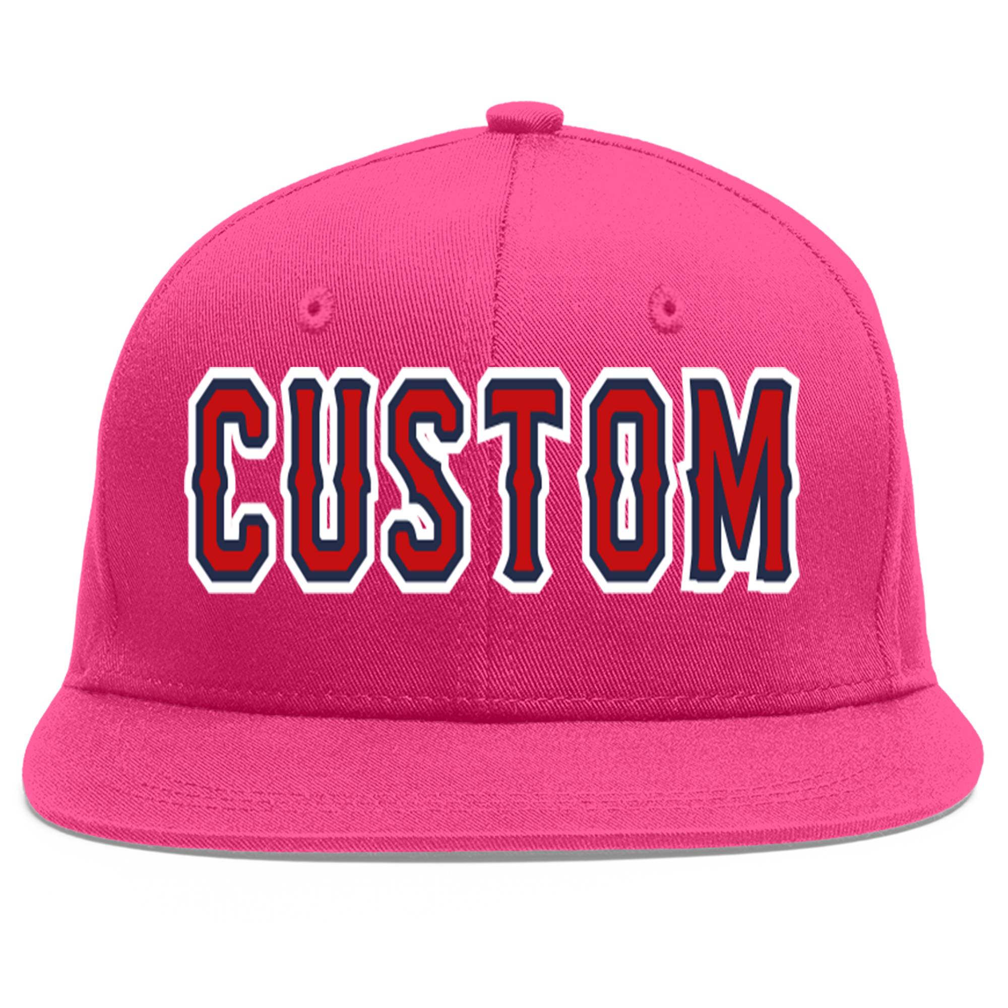 Casquette de baseball sport personnalisée Rose rouge rouge-marine Flat Eaves