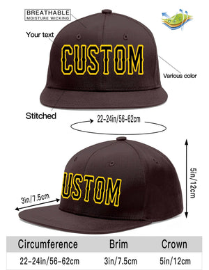 Custom Brown Black-Gold Flat Eaves Sport Baseball Cap