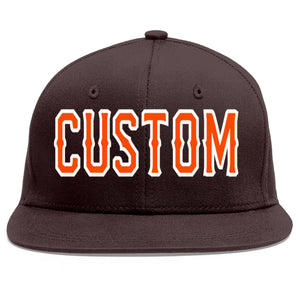 Casquette de baseball sport personnalisée marron orange-blanc Flat Eaves