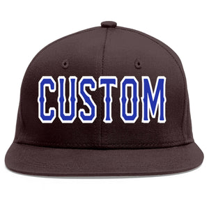 Casquette de baseball sport personnalisée marron Royal-White Flat Eaves