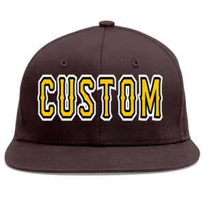 Casquette de baseball sport personnalisée marron or-noir Flat Eaves