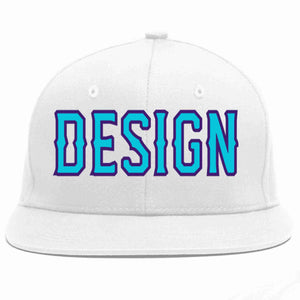 Conception personnalisée de casquette de baseball de sport à avant-toit plat bleu clair-violet blanc pour hommes/femmes/jeunes