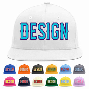 Custom White Light Blue-purple Flat Eaves Sport Baseball Cap Design for Men/Women/Youth