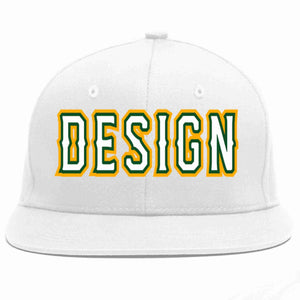 Conception personnalisée de casquette de baseball de sport à avant-toit plat blanc-vert Kelly pour hommes/femmes/jeunes