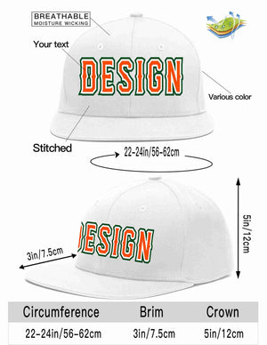 Conception personnalisée de casquette de baseball de sport à avant-toit plat blanc orange-blanc pour hommes/femmes/jeunes