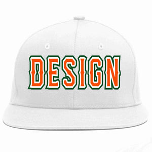 Conception personnalisée de casquette de baseball de sport à avant-toit plat blanc orange-blanc pour hommes/femmes/jeunes