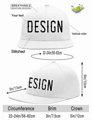 Custom White Black-White Flat Eaves Sport Baseball Cap Design for Men/Women/Youth