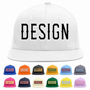 Custom White Black-White Flat Eaves Sport Baseball Cap Design for Men/Women/Youth