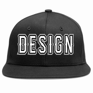 Conception personnalisée de casquette de baseball de sport à avant-toit plat noir blanc-noir pour hommes/femmes/jeunes