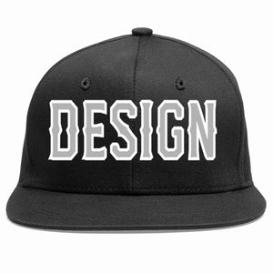 Custom Black Gray-White Flat Eaves Sport Baseball Cap Design for Men/Women/Youth