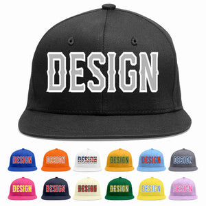 Custom Black Gray-White Flat Eaves Sport Baseball Cap Design for Men/Women/Youth