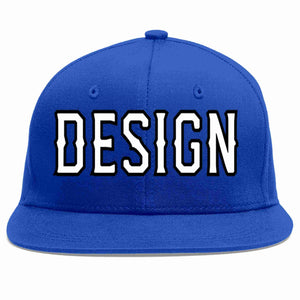 Custom Royal White-Black Flat Eaves Sport Baseball Cap Design for Men/Women/Youth