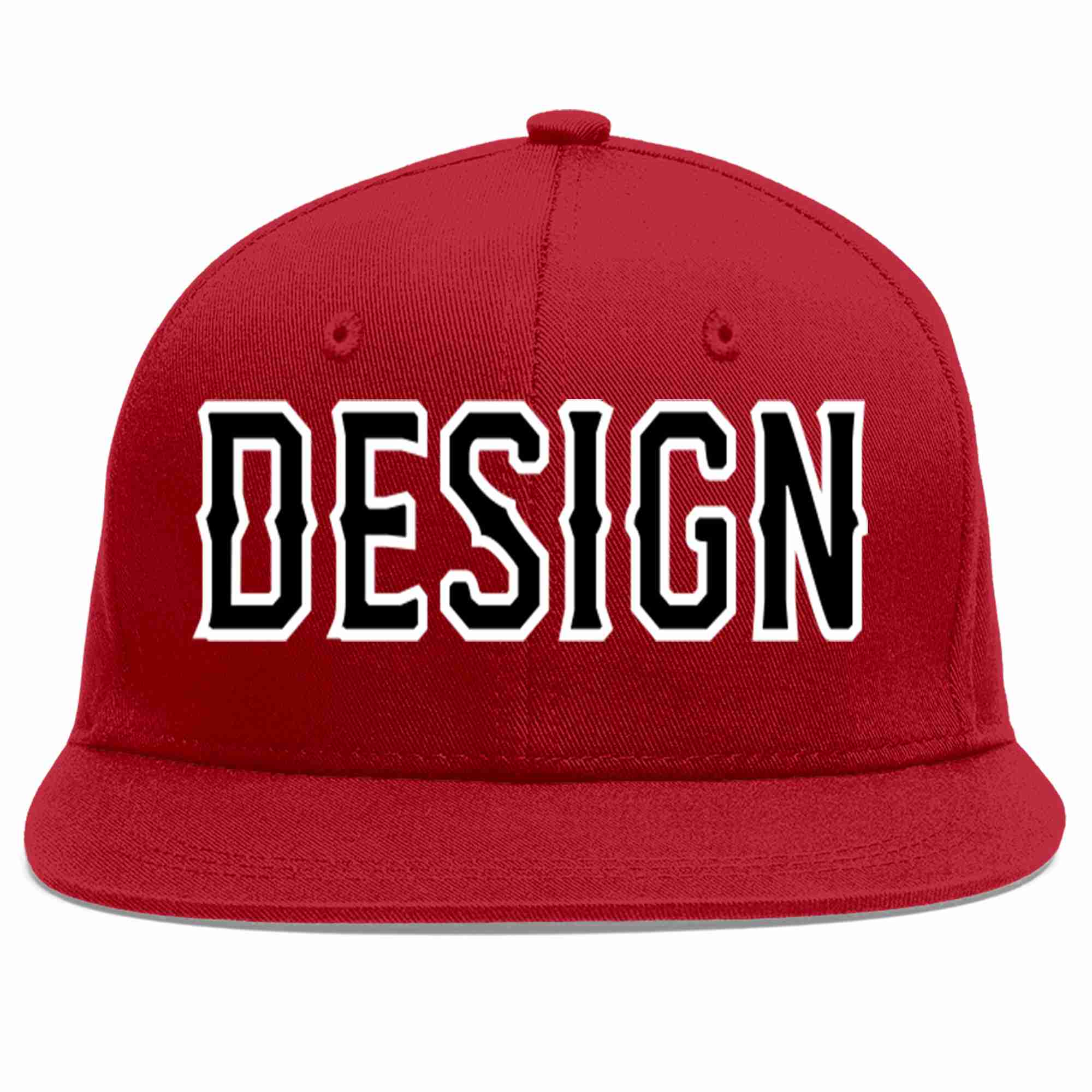 Custom Red Black-White Flat Eaves Sport Baseball Cap Design for Men/Women/Youth