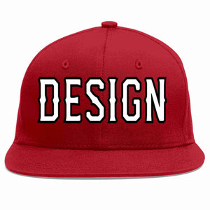 Conception personnalisée de casquette de baseball de sport à avant-toit plat rouge blanc-noir pour hommes/femmes/jeunes