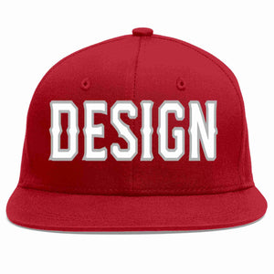 Custom Red White-Gray Flat Eaves Sport Baseball Cap Design for Men/Women/Youth