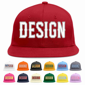 Custom Red White-Gray Flat Eaves Sport Baseball Cap Design for Men/Women/Youth