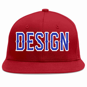 Custom Red Royal-White Flat Eaves Sport Baseball Cap Design for Men/Women/Youth