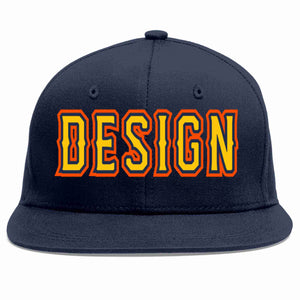 Custom Navy Gold-Navy Flat Eaves Sport Baseball Cap Design for Men/Women/Youth