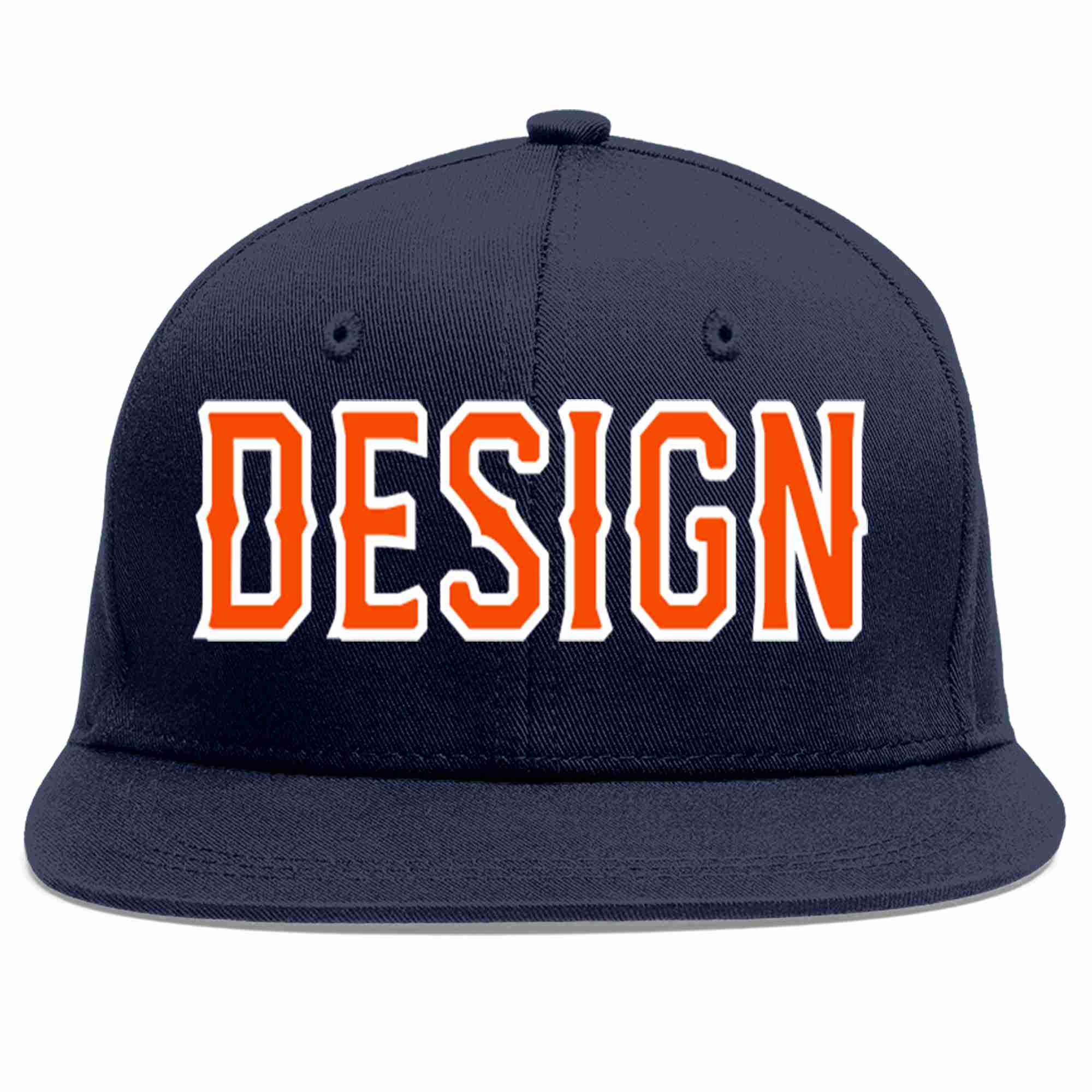 Conception personnalisée de casquette de baseball de sport à avant-toit plat orange-blanc marine pour hommes/femmes/jeunes