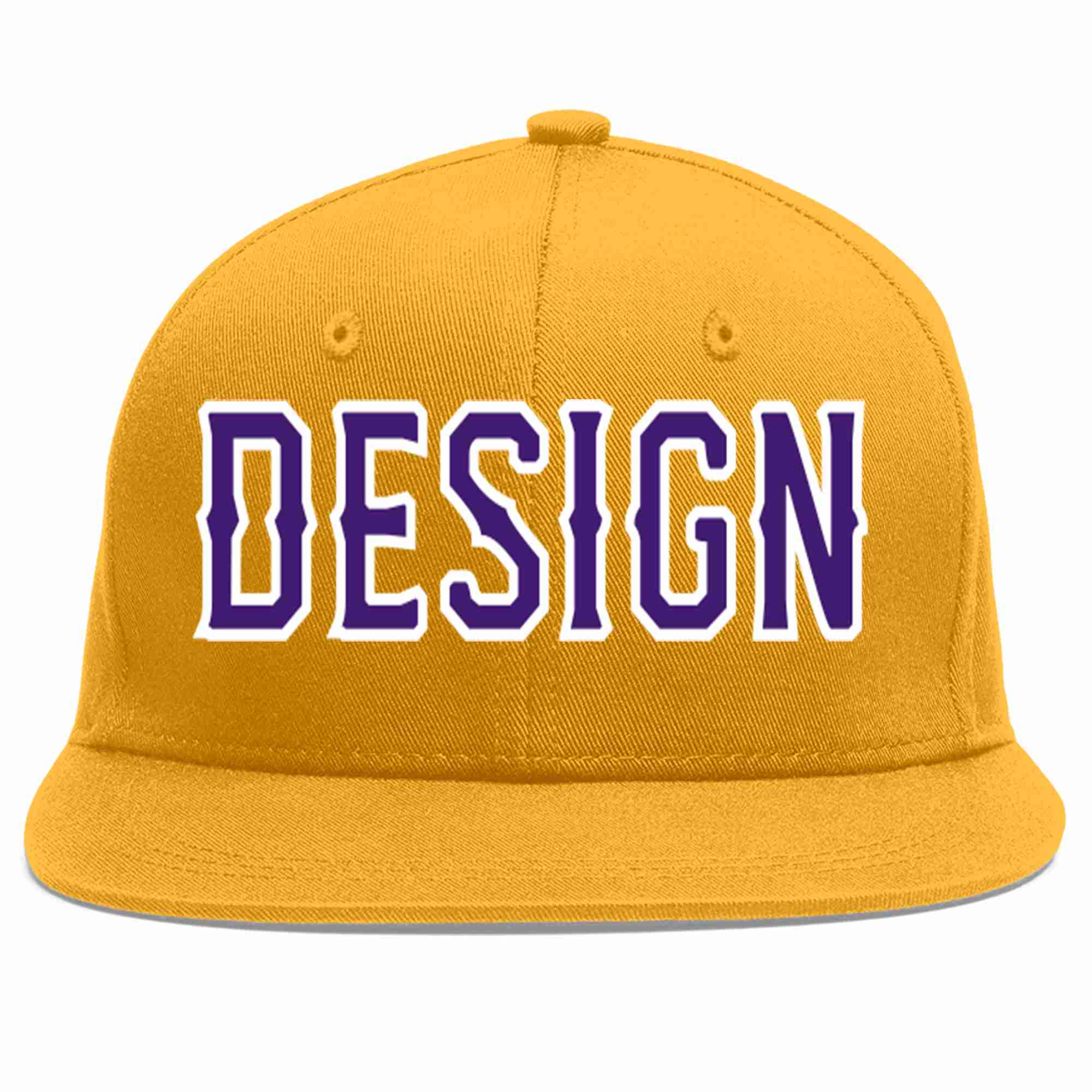 Custom Gold purple-White Flat Eaves Sport Baseball Cap Design for Men/Women/Youth