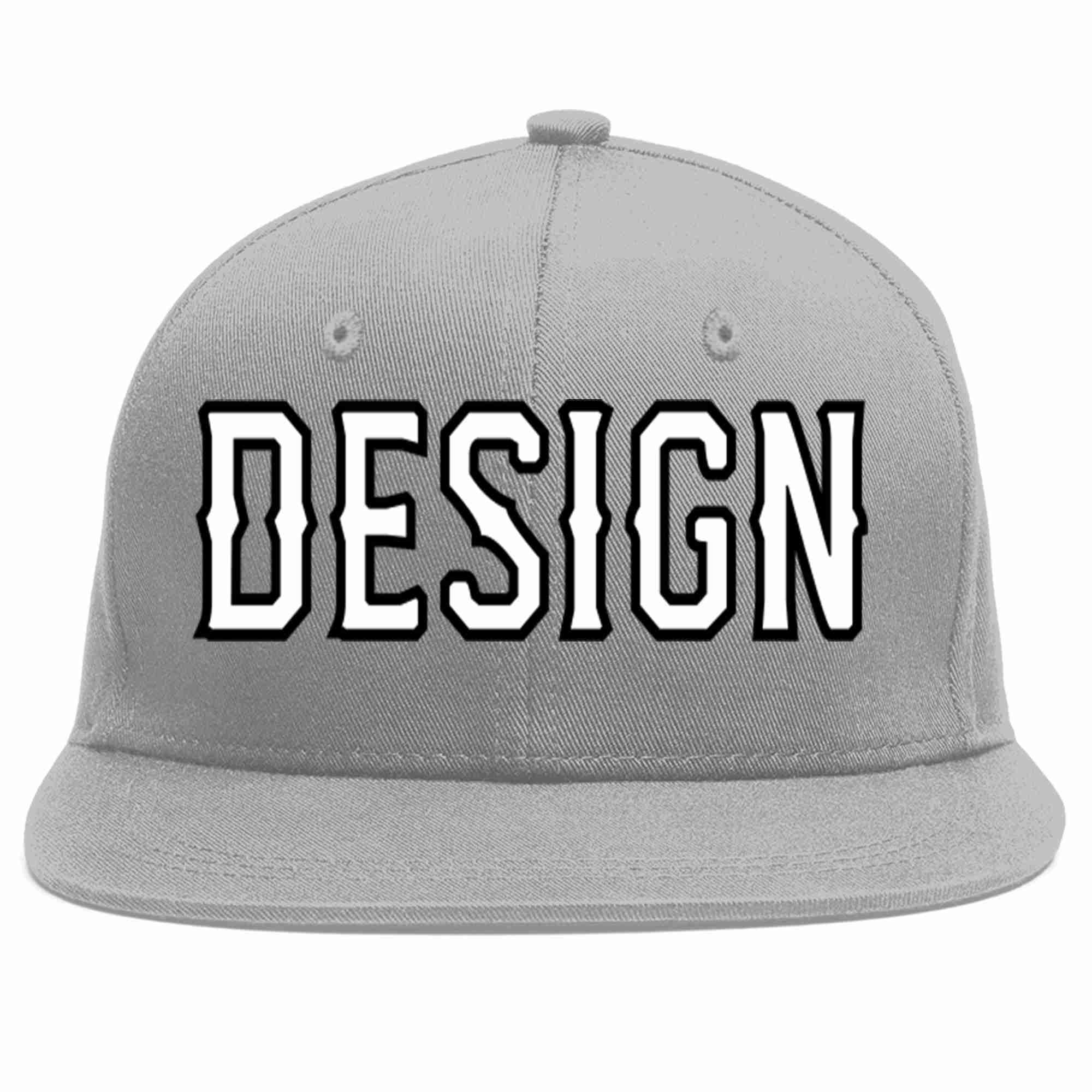 Custom Gray White-Black Flat Eaves Sport Baseball Cap Design for Men/Women/Youth